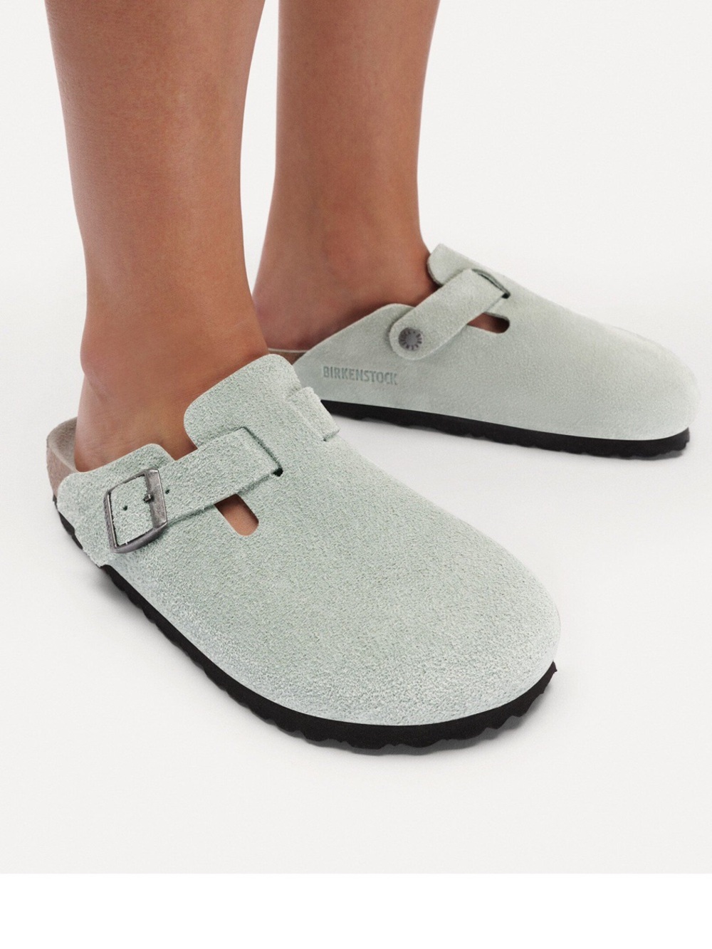 BIRKENSTOCK BOSTON Suede Leather
Color: Pure Sage Tonal  size 37 US 6-6.5new